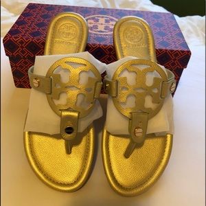 Tory Burch Miller Gold Thong Sandals